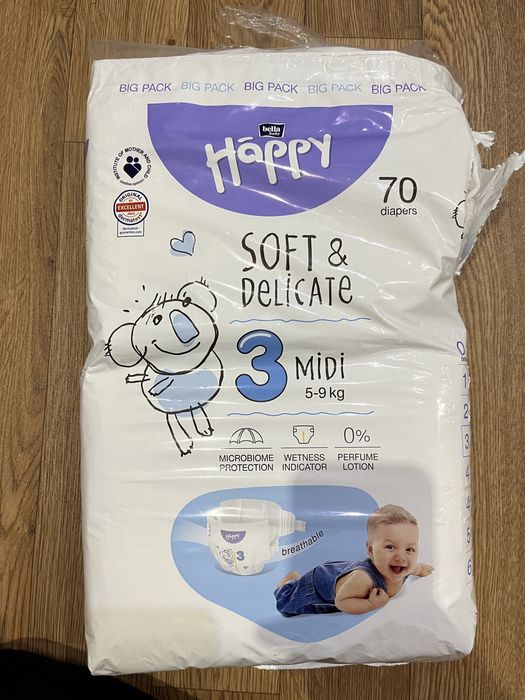 Підгузки Happy Bella Baby Midi розмір 3 (5-9 кг), 70 шт