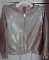 Nowa sliczna srebrna bluza/narzutka z brokatem rozpinana 116 (od 110)