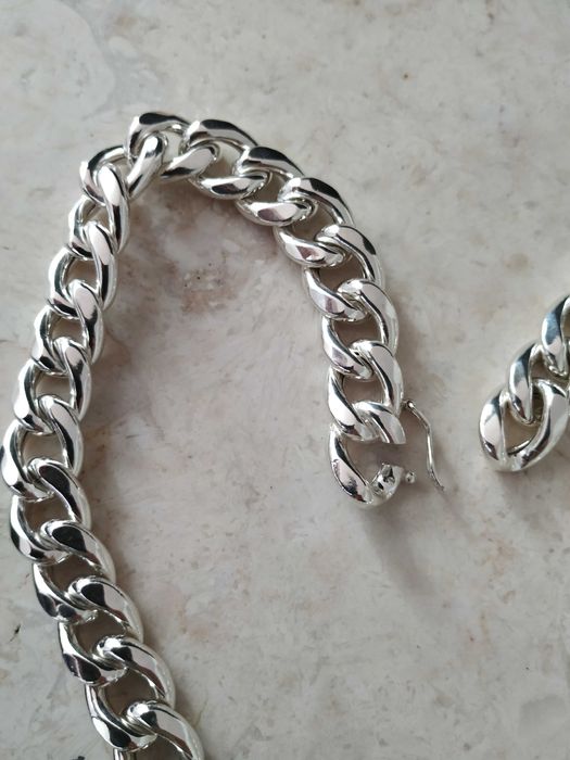 Fio e pulseiras em prata de lei, 925