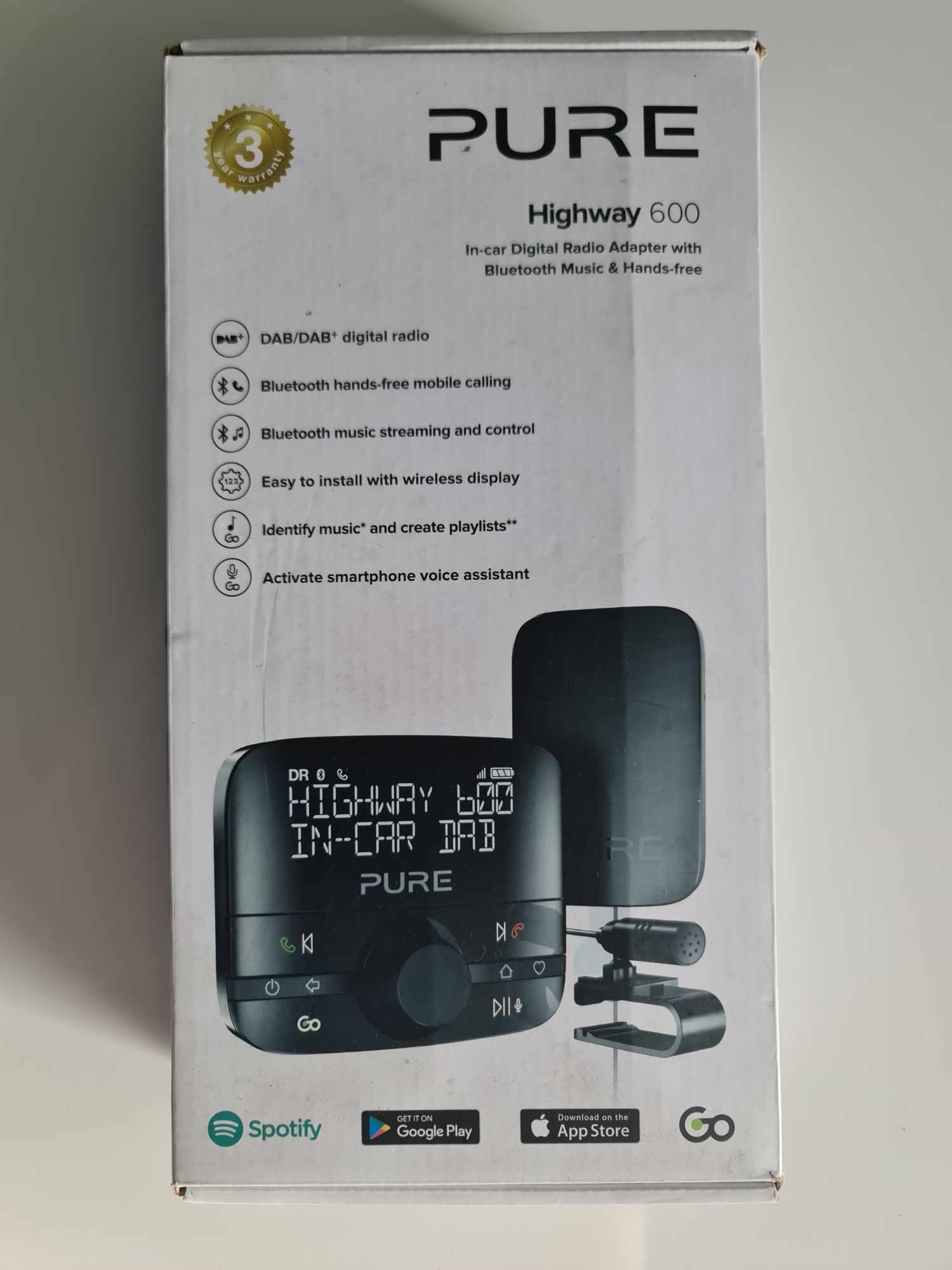 Transmissor Bluetooth FM PURE Highway 600 Spotify novo