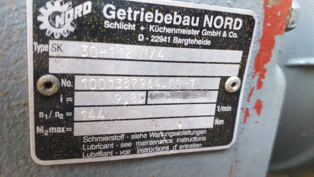 Motoreduktor Nord 4 Kw 144obr/min. 380V Napęd