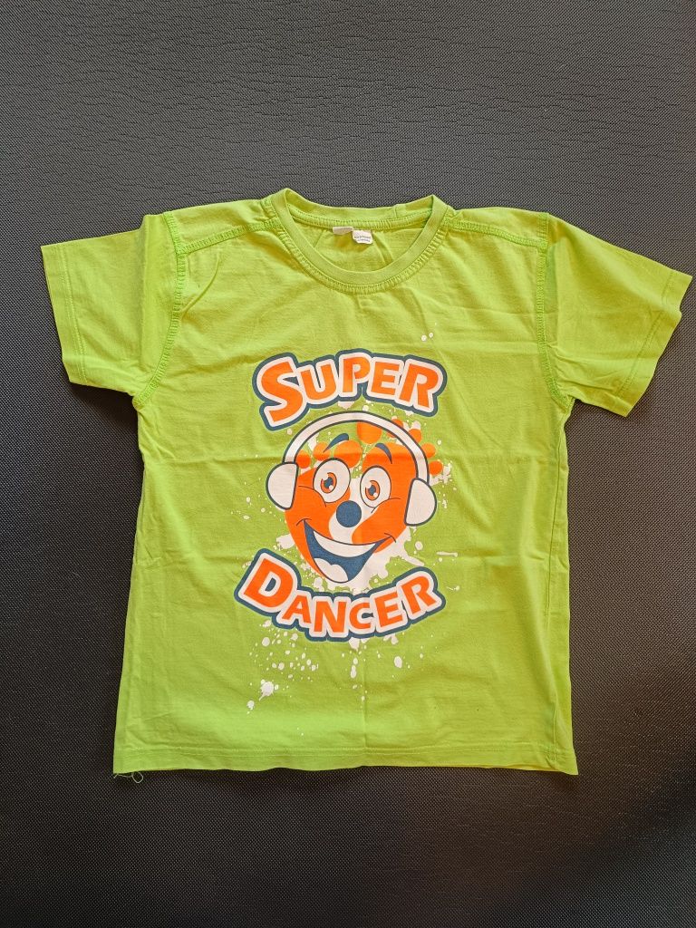 Koszulka t-shirt super dance unisex zielona pomarańczowa taniec