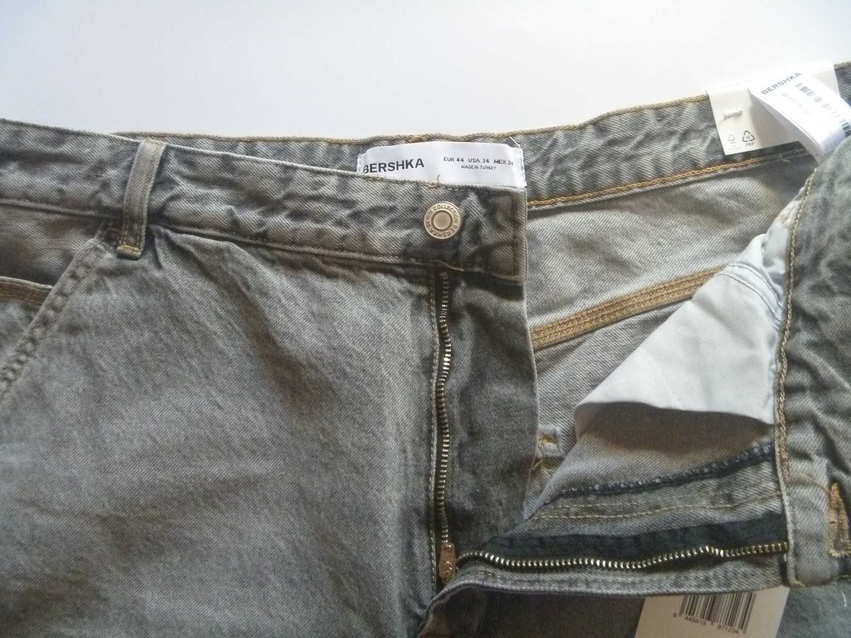 NOWE Spodenki Bershka Skater y2k Baggy Bawełna Hiphop Szare Rozmiar 38