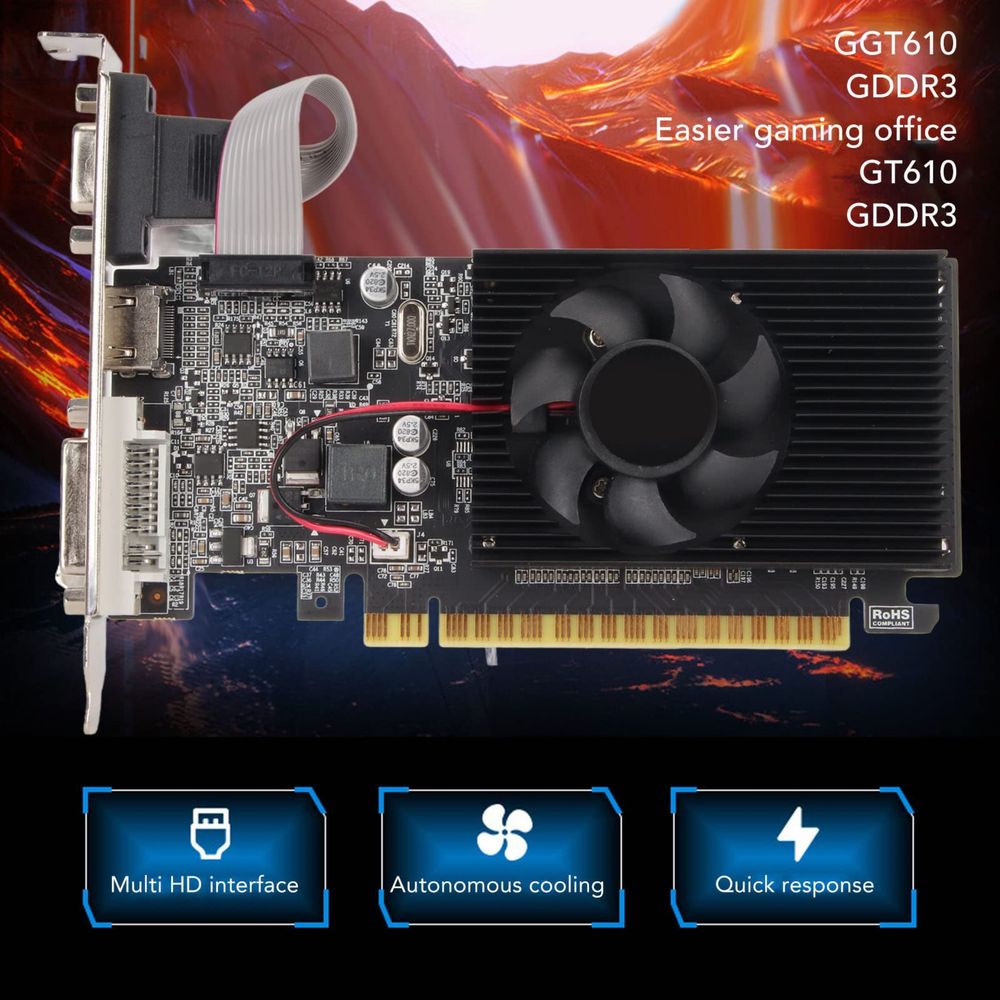 GT610 1 GB Dyskretna Karta Graficzna, Komputer Stacjonarny 64-bitowa