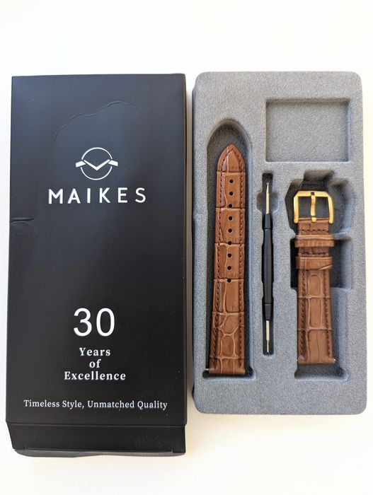 Ремінець для годинника Maikes шкіра коричневий 18мм