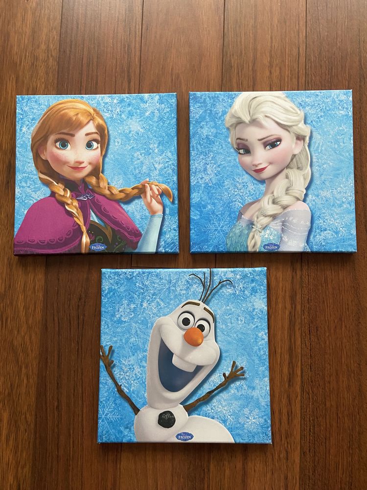 3 obrazy na ścisnę Frozen, Kraina Lodu. Elsa, Anna, Olaf