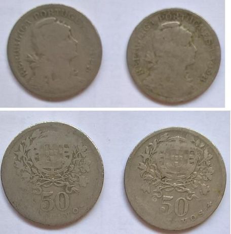 Duas moedas 50 centavos 1928