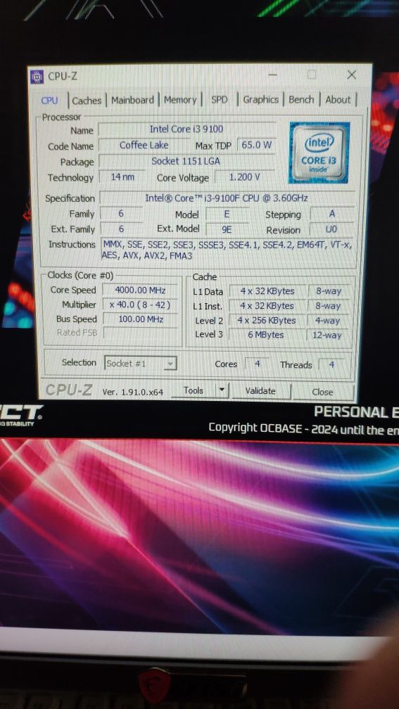 Intel core i3 9100f