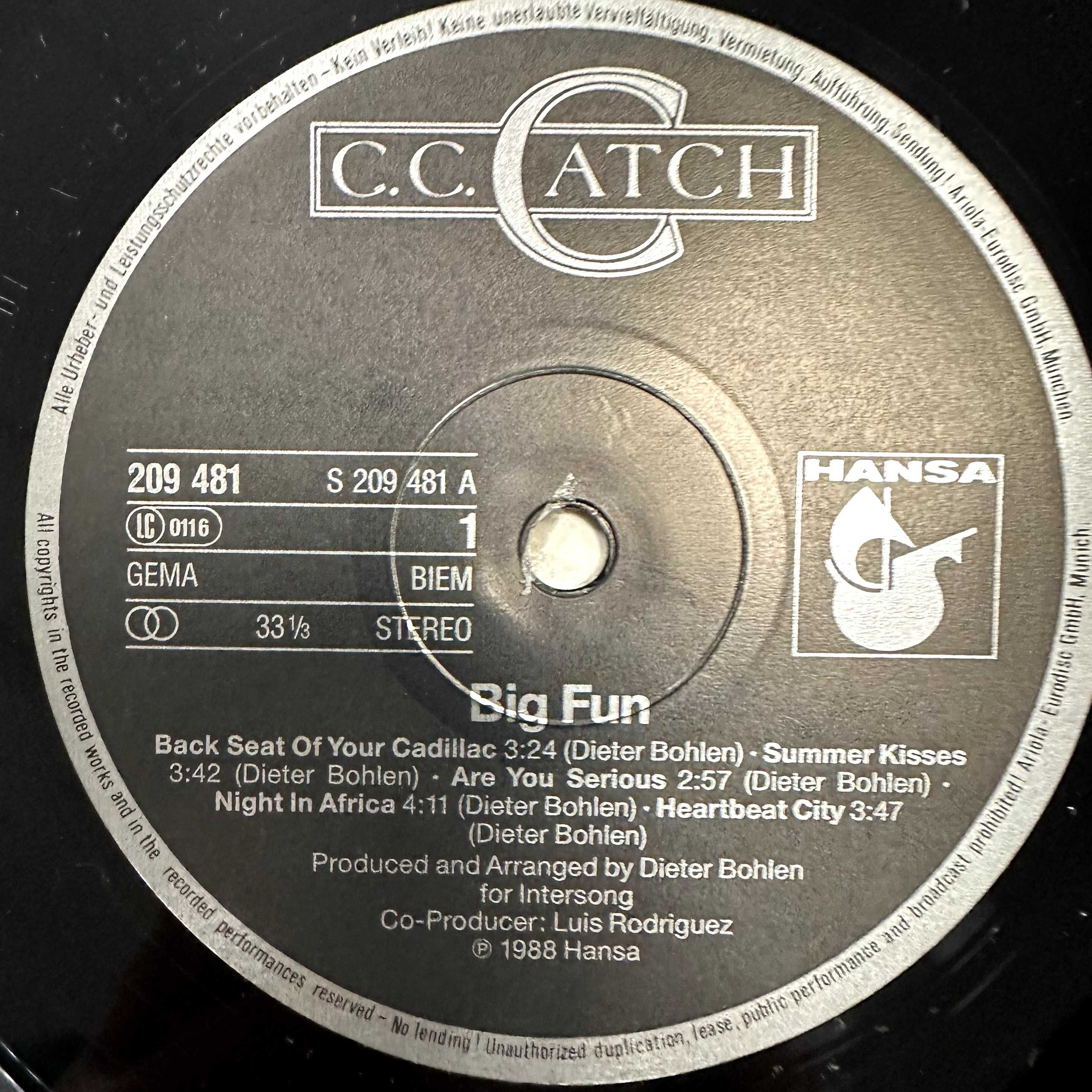 C. C. Catch - Big Fun (Vinyl, 1988, Germany)