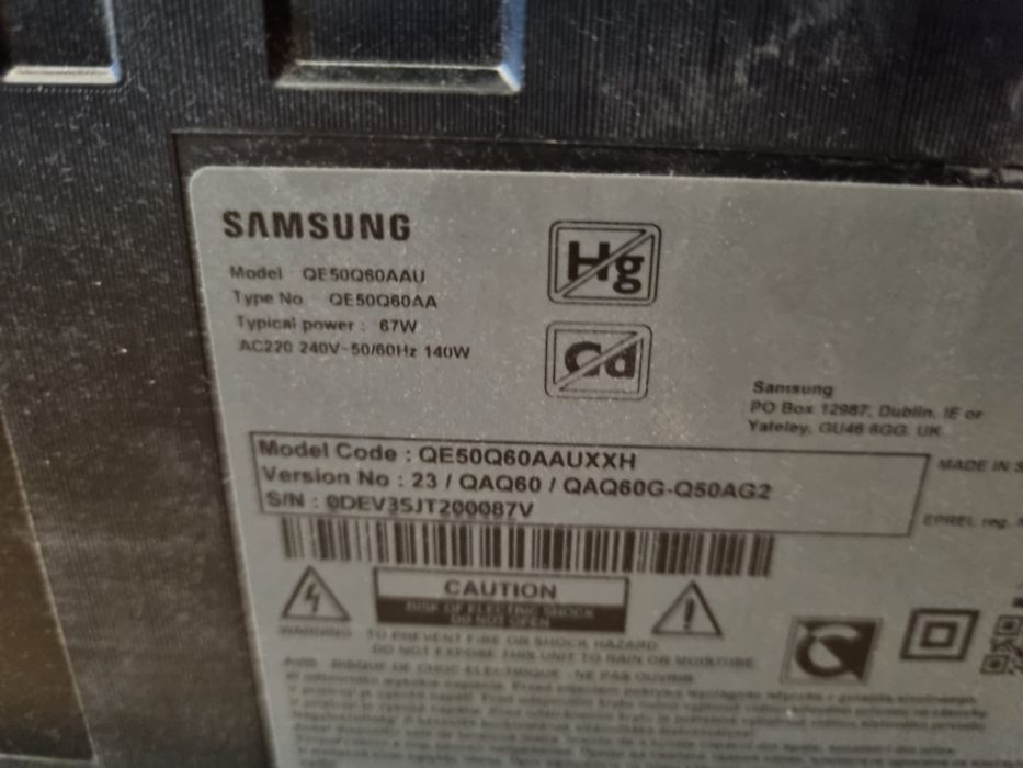 Telewizor Samsung QE50Q60AAUXXH uszkodzony