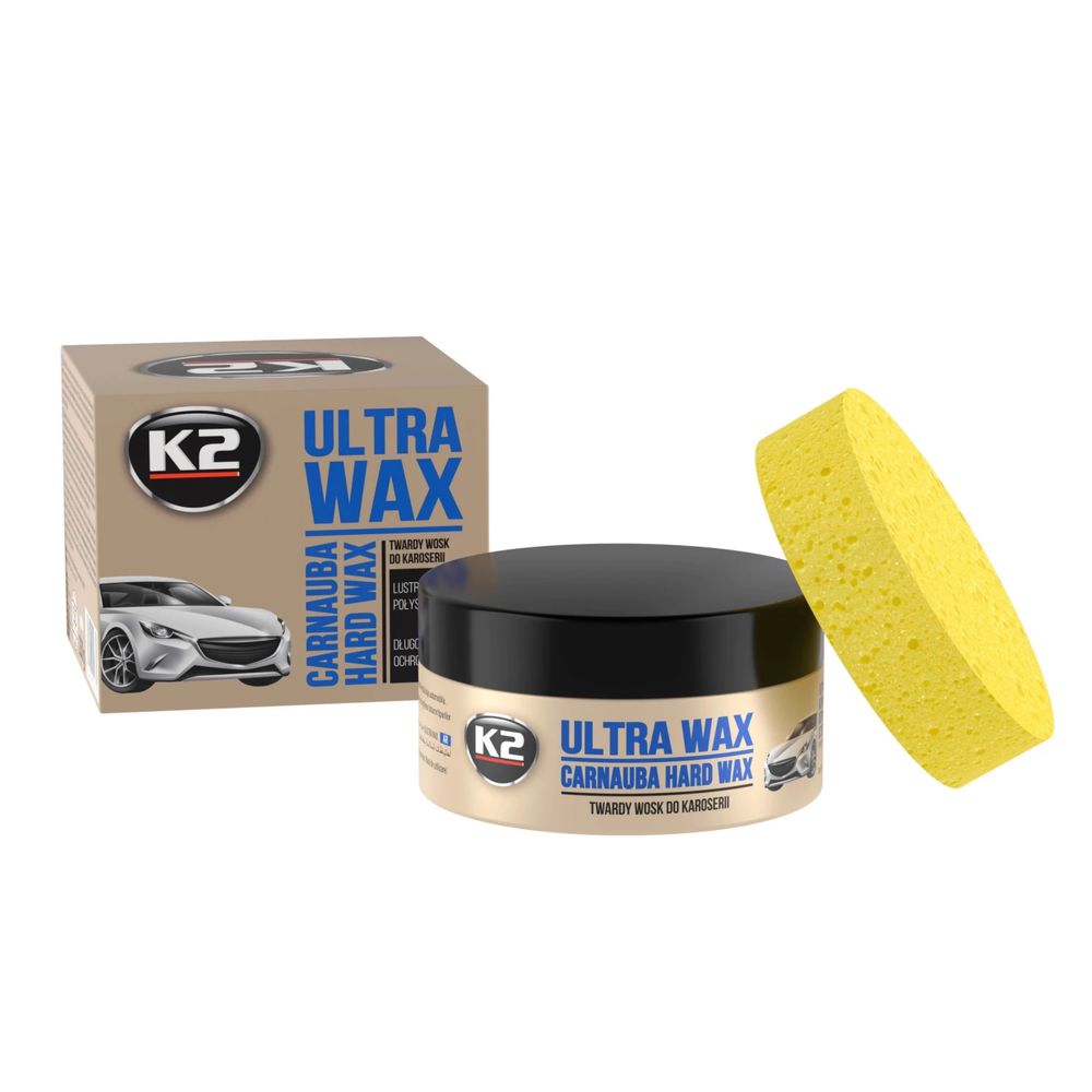 Поліроль  (восковая паста) для кузова K2 Ultra Wax з губкою 250 г