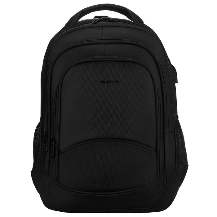 plecak szkolny z poliestru w czarnym kolorze z portem usb  - peterson