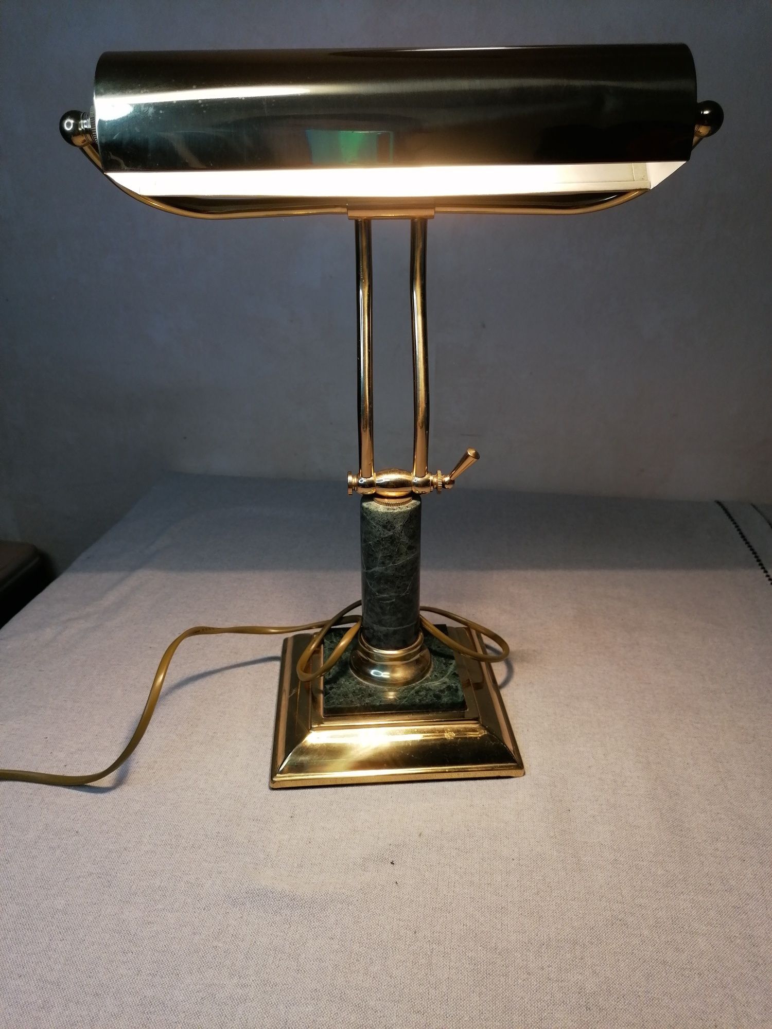 Stara lampa biurowa, bankierska, mosiężna