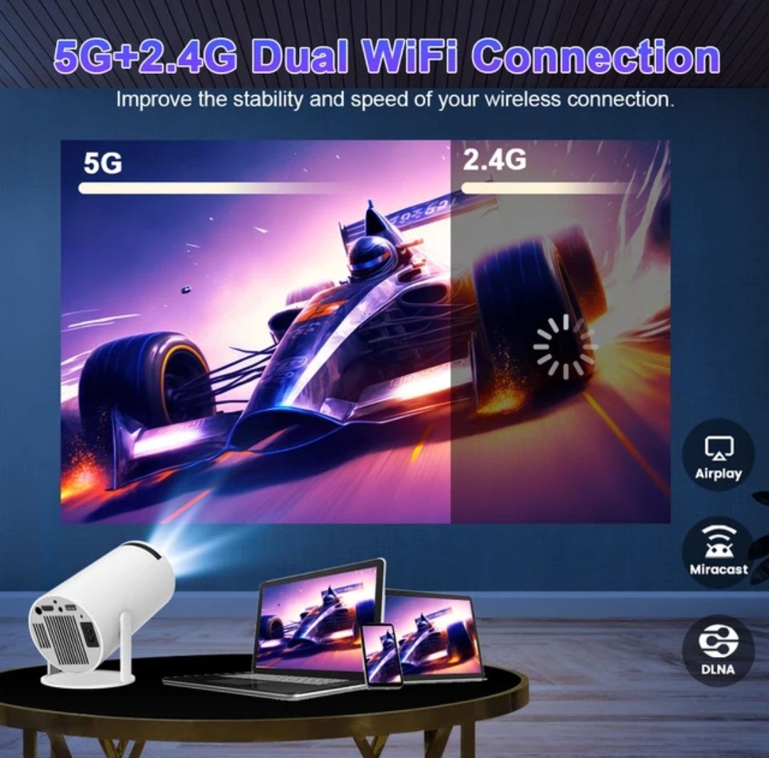 Projector 6000 lumens ANDROID + keystone 4D + WiFi + bluetooth / 1080P