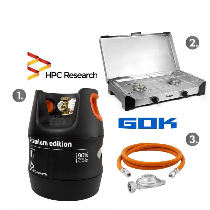 Газові комплекти: Композитний балон + плита + комплект підключення