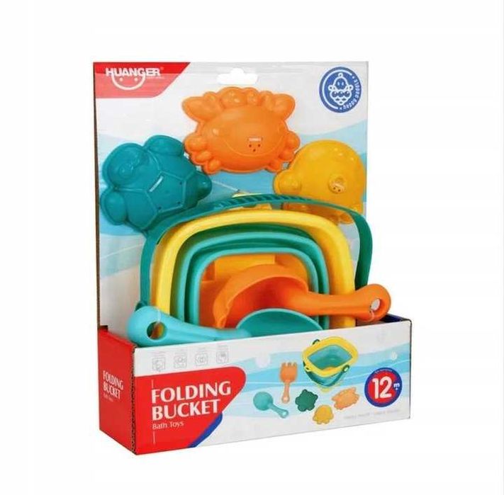 Zabawka do piasku #258 – silikonowy zestaw ze składanym wiaderkiem