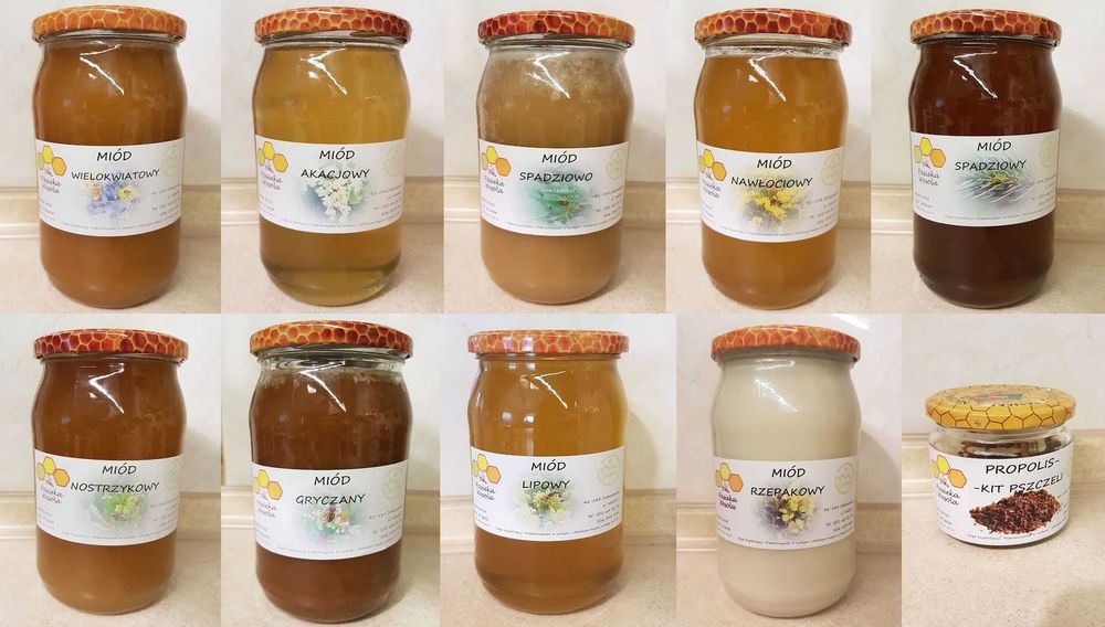 Miód Rzepakowy Mniszkowy Spadziowy Akacjowy Gryczany inne Duży słoik