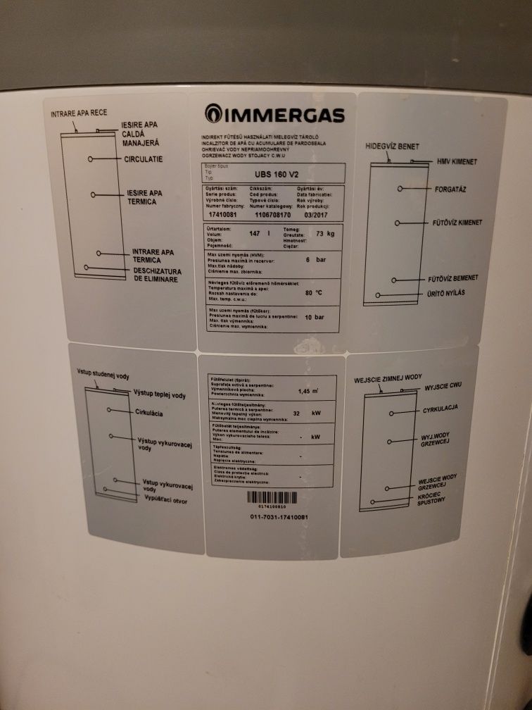 Zasobnik c.w.u. immergas ubs 160 v2