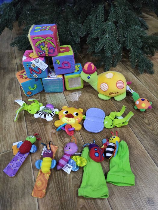 Развивающие игрушки погремушки кубики Chicco, Fisher Price, Tolо,Elc