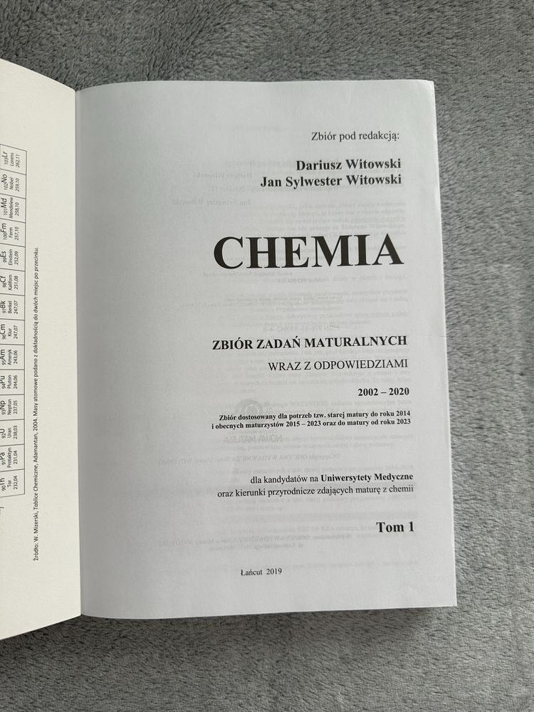 Zbiór zadań z chemii wydawnictwa Witowski