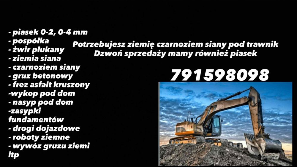 Sprzedam czarnoziem ziemia piasek gruz frez