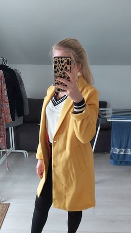 Płaszcz wiosenny jesienny h&m żółty musztardowy
