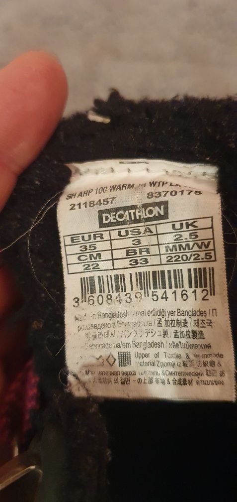 Buty decathlon rozmiar 35 dł.wkładki 22 cm