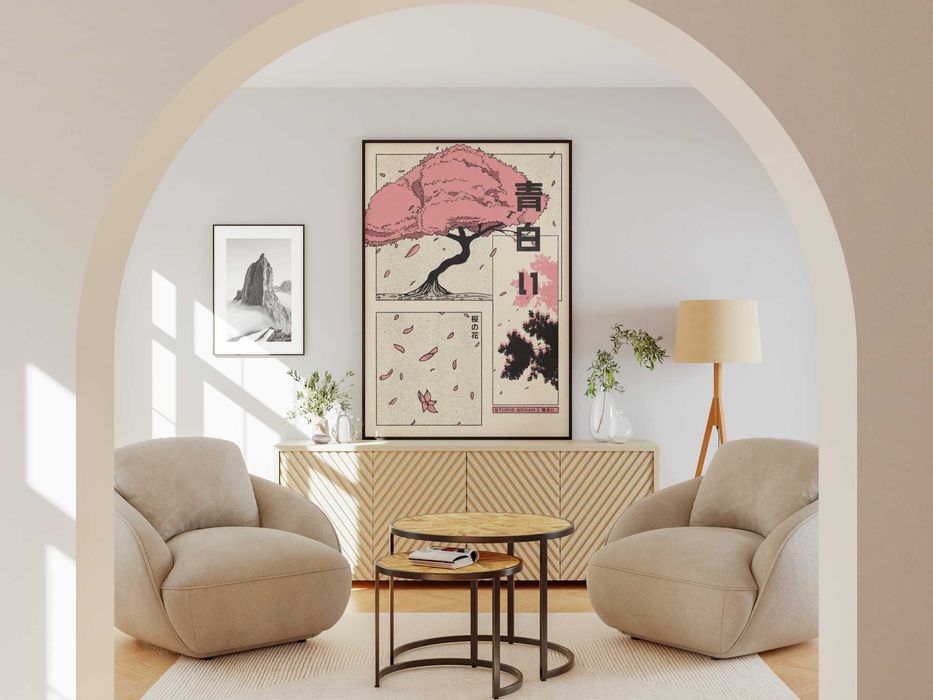Plakat Sakura Drzewo kwitnącej wiśni Japan/Japoński