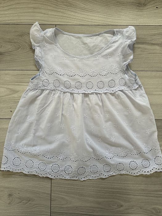 Zara niebieska bluzka tunika lato wakacje S azurowa koronka lekka