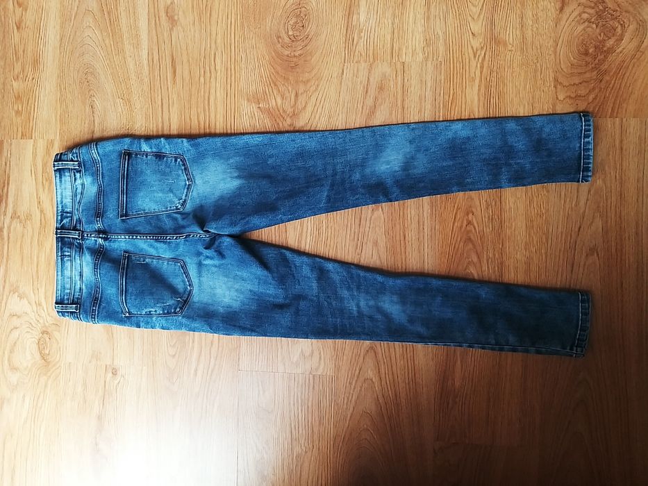 Ciemne granatowe skinny high waist stan stanem m 38 spodnie rurki