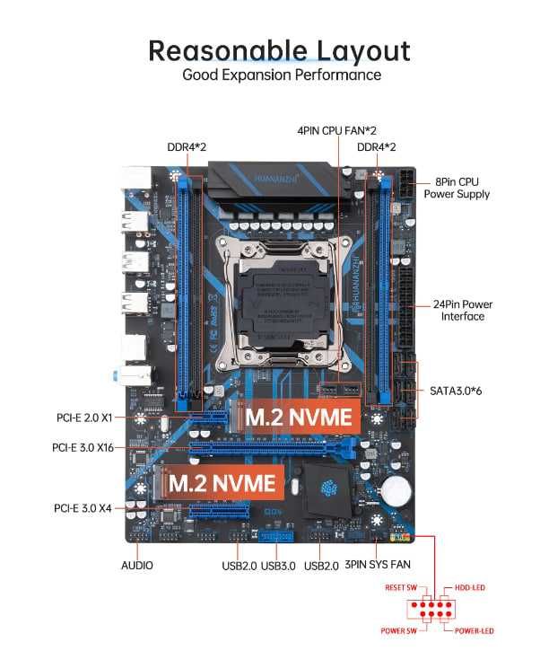 LGA 2011-3 X99 HUANANZHI QD4 +XEON E5 2670 V3 +16G DDR4 ECC RAM 2*8 ГБ