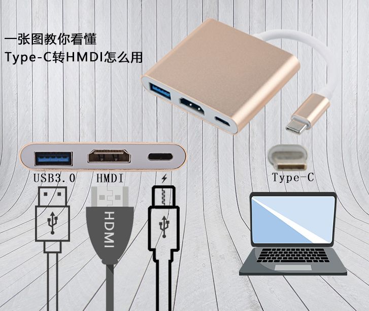 Адаптер 4K USB Type-C 3.1 -> HDMI/ТВ/USB 3.0/USB-C/OTG Multiport