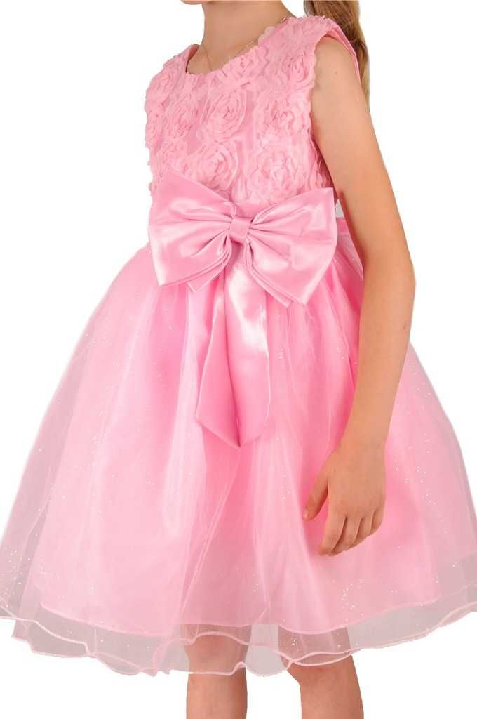 Różowa sukienka tiulowa balowa haft 86 92
