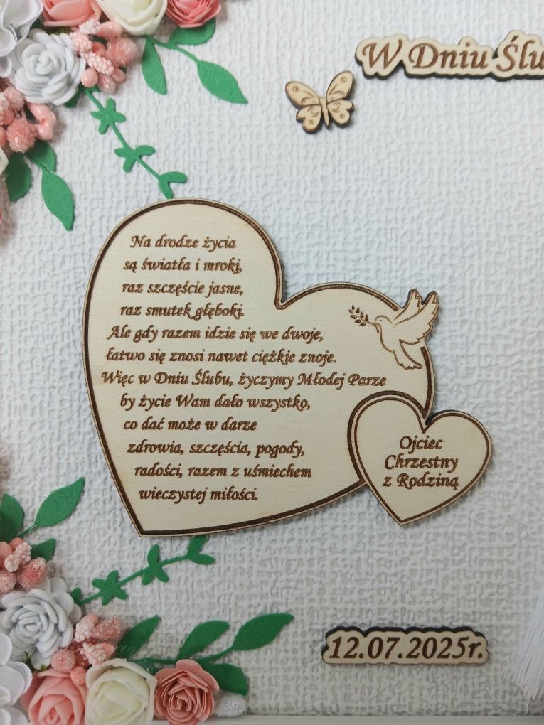 Pamiątka na ślub ramka prezent ślubny makrama