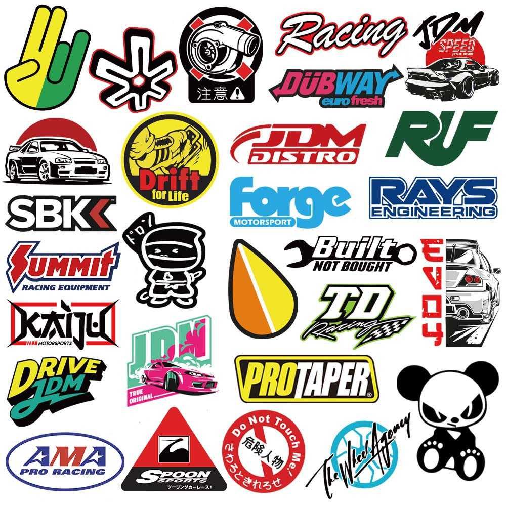 100 Autocolantes Carros Marcas Mota Bike Tuning Etiquetas Adesivas