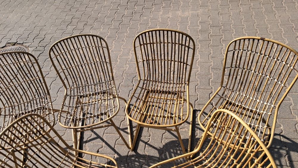 Krzesło bambusowe metalowe boho eco etno na taras ogród zimowy balkon