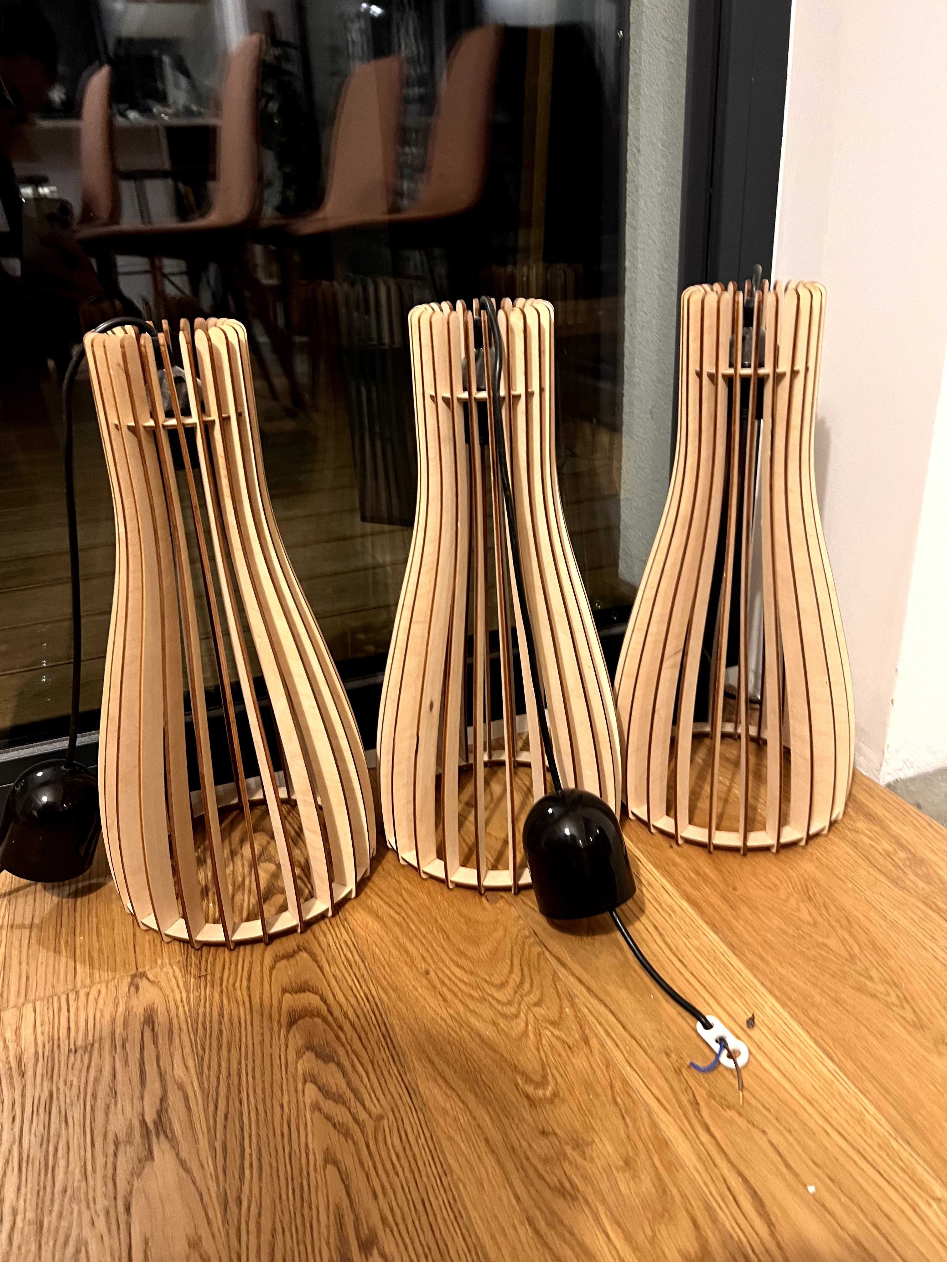 Lampa wisząca nowoczesna drewniana 3 sztuki