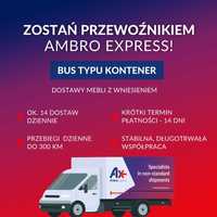 Współpraca - stałe zlecenia na bus typu kontener - dostawa mebli