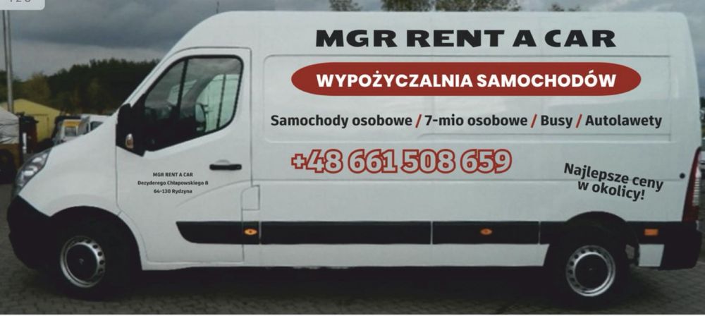 MGR Rent a Car bus wynajem busa dostawczy 6 i 9 osobowy