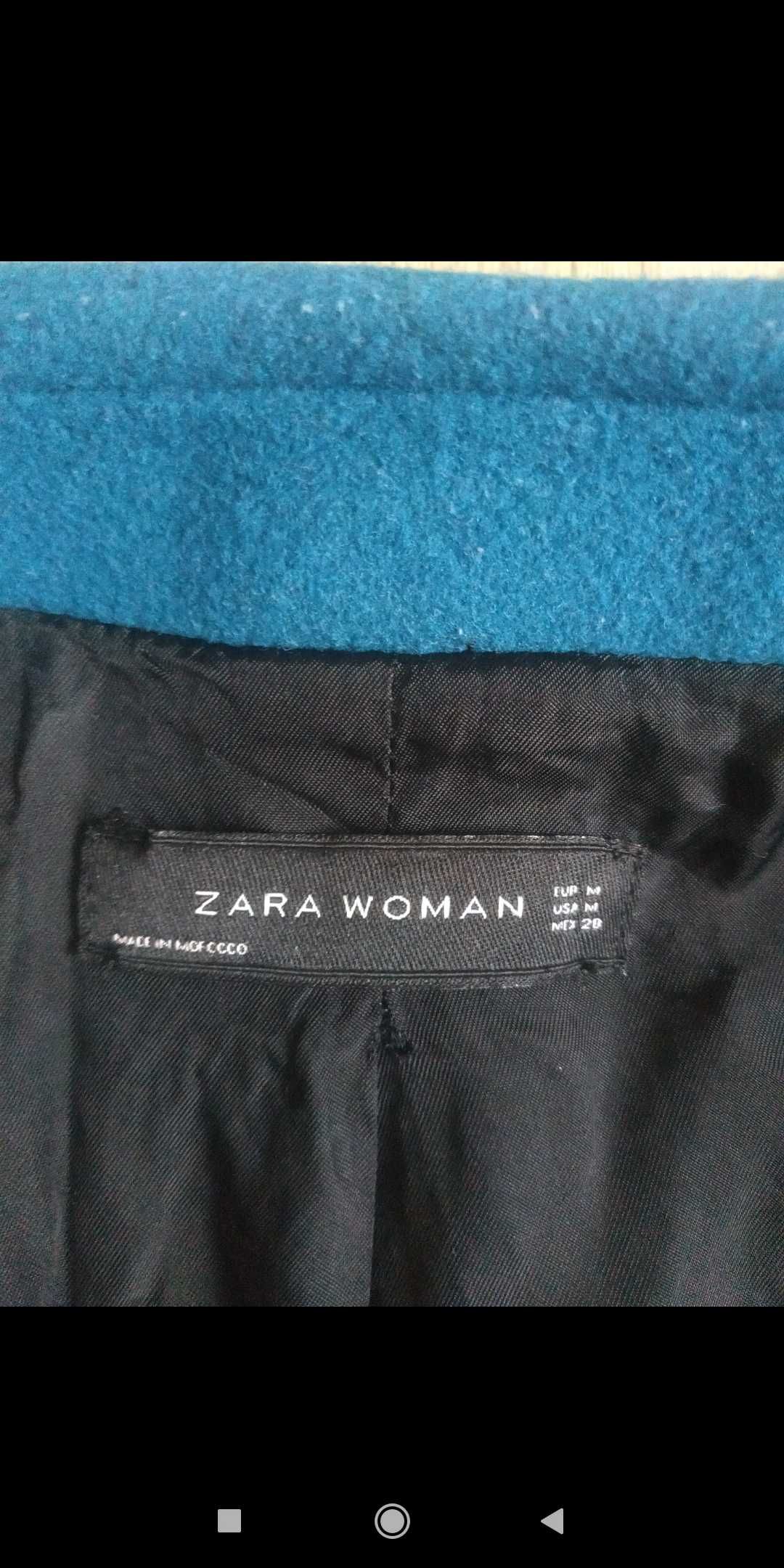 Niebieski zimowy płaszcz Zara rozmiar XS/S
