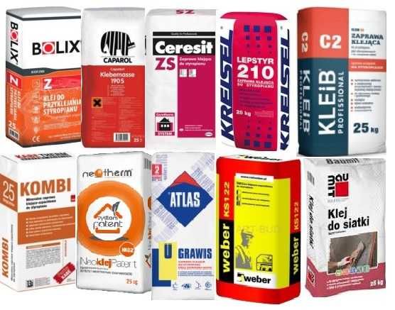 Klej do styropianu systemy elewacyjne 15 produc. TRANSP GRATIS POLSKA