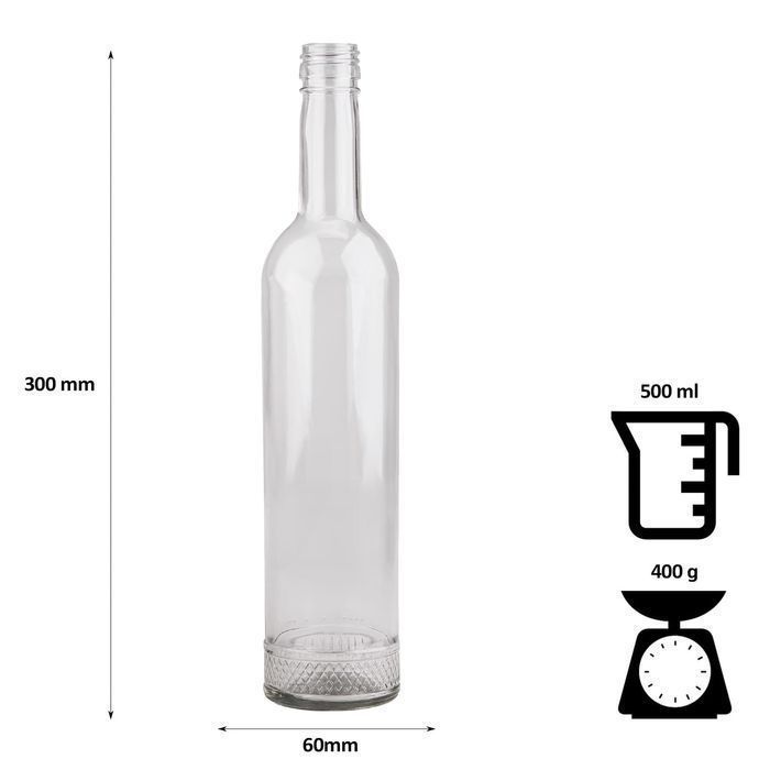 5x Butelka KRYSZTAŁ 500 ml na nalewki wino bimber wódkę sok z zakrętką