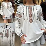 Натуральна жіноча вишиванка "Геометричний орнамент" S, M, L, XL