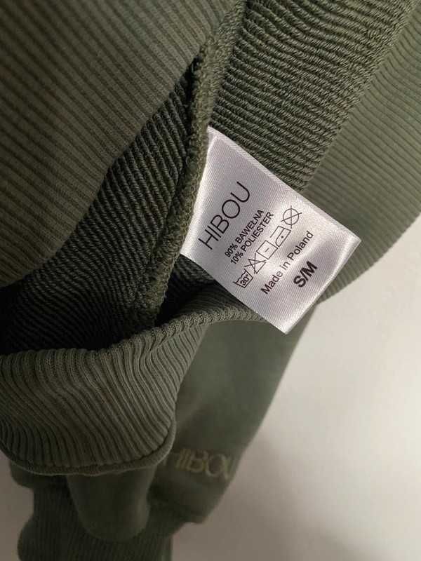 Hibou bluza z kapturem oversize oliwkowa khaki bawełna