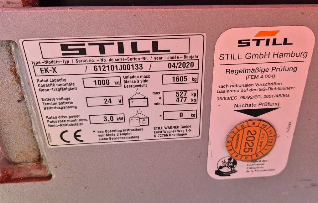 Wózek widłowy paleciak do kompletacji zamówień Still EK-X 1000kg 20r