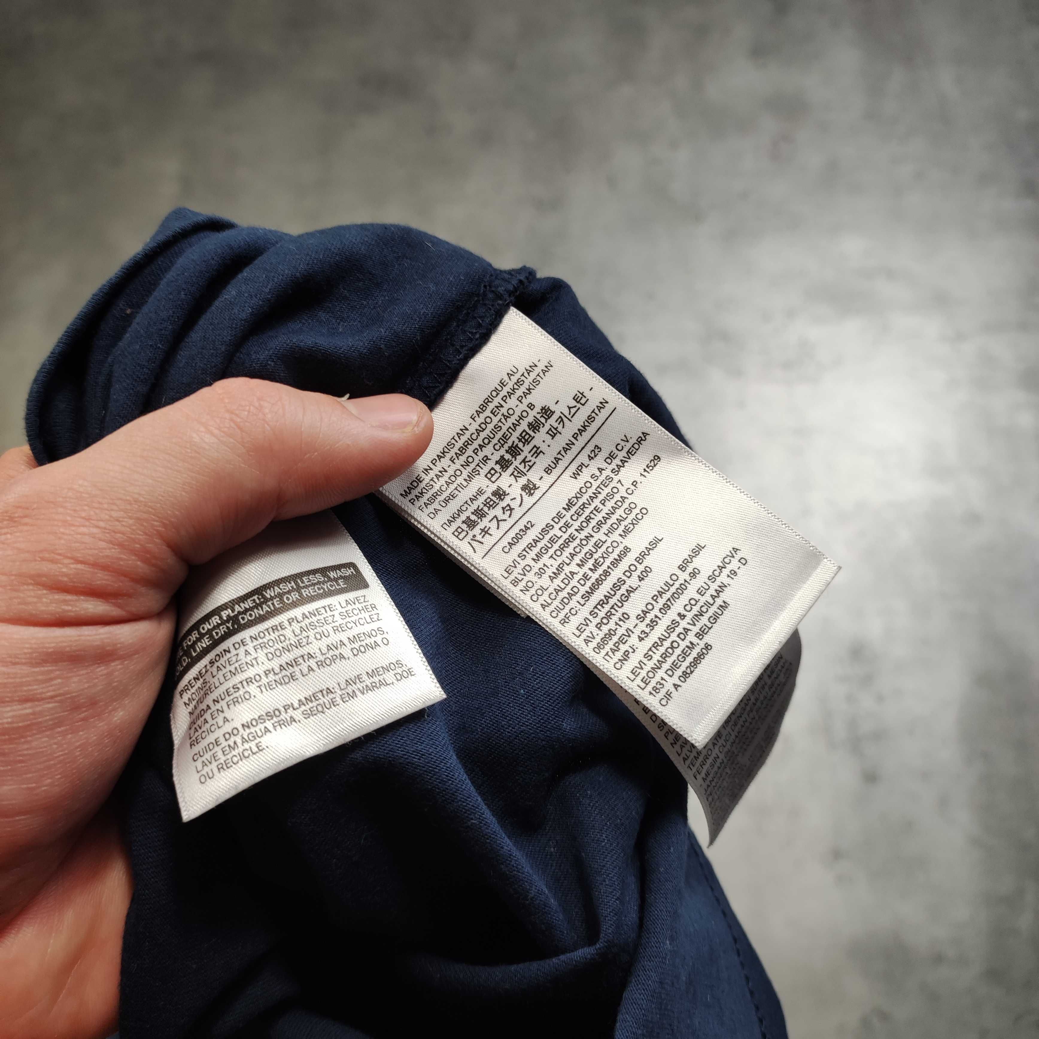 MĘSKA Koszulka Granatowa Małe Logo Levis Strauss Nadruk Bawełna