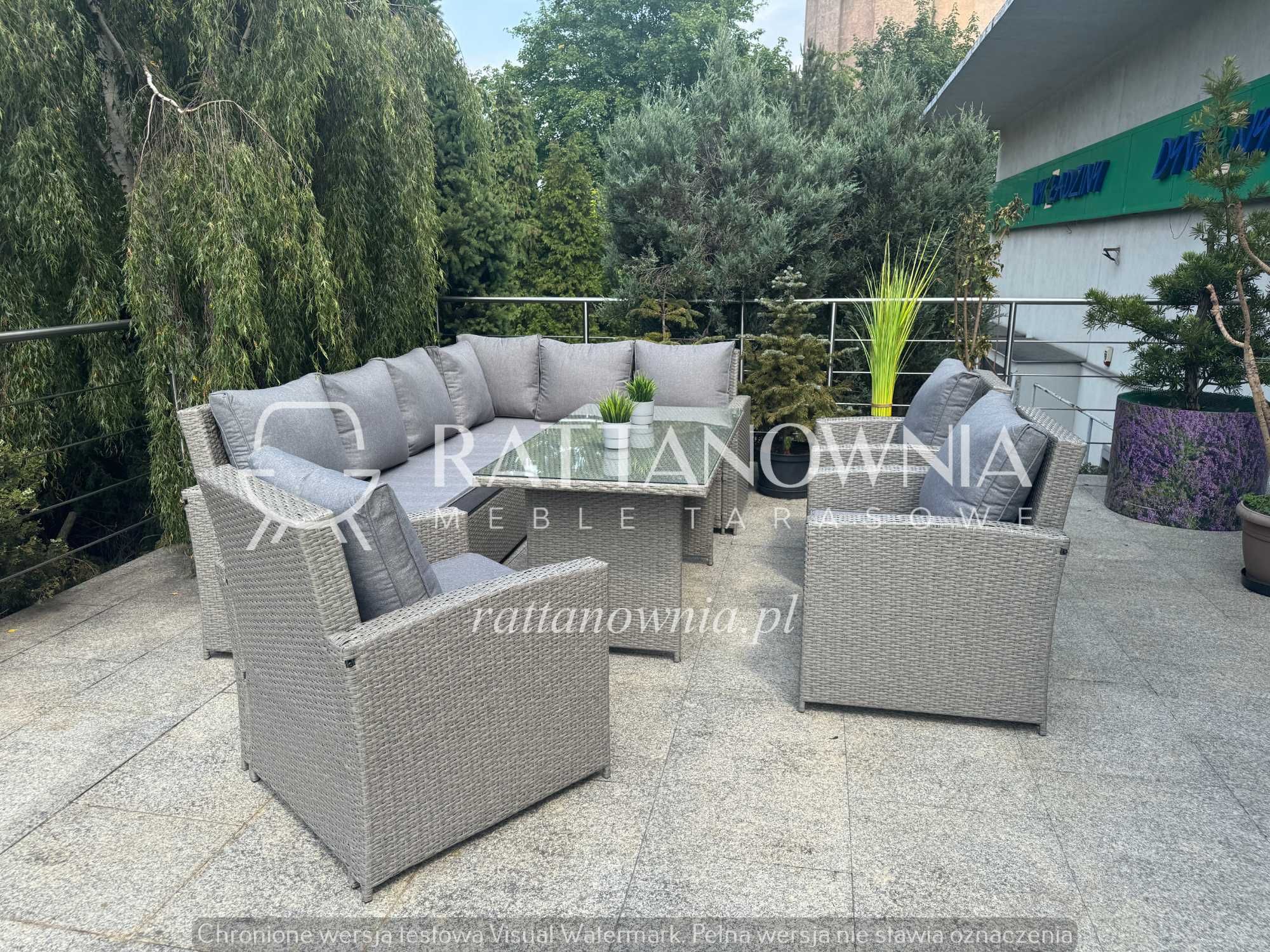 Narożnik Ogrodowy Zestaw Mebli Ogrodowych Tarasowych 3 Fotele Premium