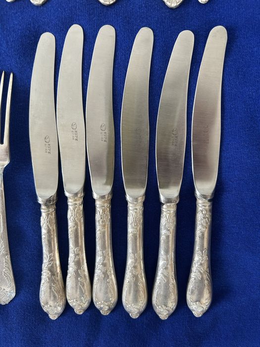 Stare posrebrzane sztućce rosyjskie komplet 24 szt