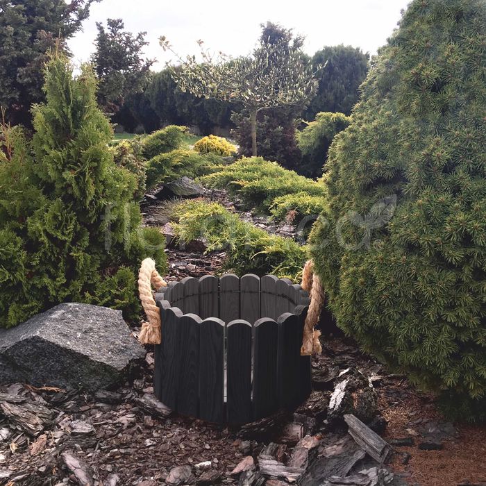 Doniczka drewniana z liną. Osłonka sosnowa. Donica drewniana Floramoca