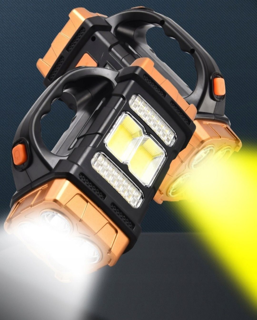 Latarka akumulatorowa solarna turystyczna 68 LED USB szperacz halogen